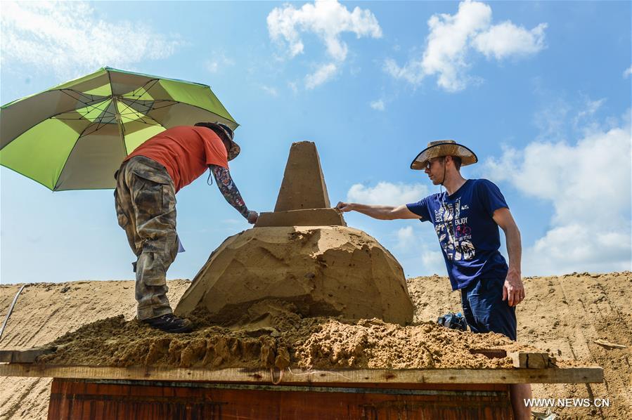 The sand sculptures here are expected to open to the public on Sept. 9. The sand sculptures here are expected to open to the public on Sept. 9.