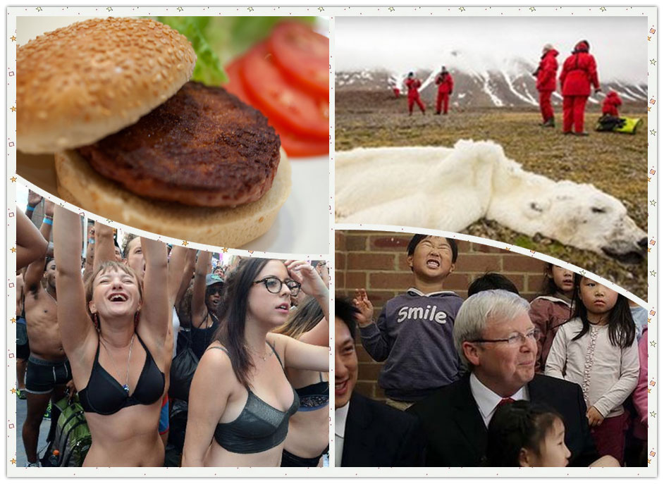 一周趣圖：世界首個&ldquo;人造牛肉&rdquo;漢堡亮相倫敦