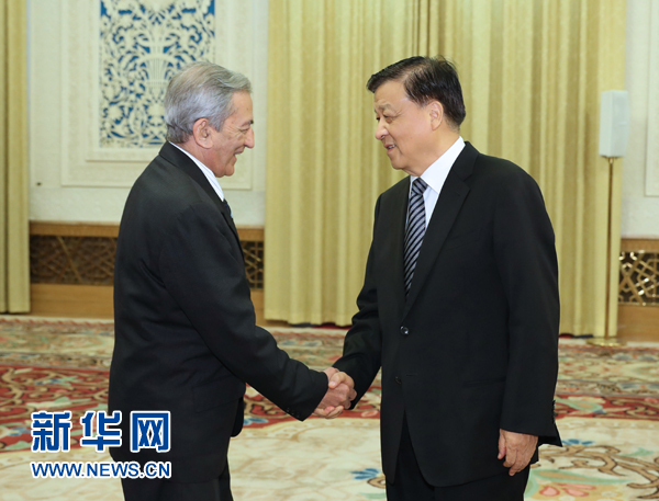 6月21日，中共中央政治局常委、中央書記處書記劉云山在北京會見古共中央書記處書記、國際關(guān)系部部長巴拉格爾率領(lǐng)的古巴共產(chǎn)黨代表團。新華社記者馬占成攝