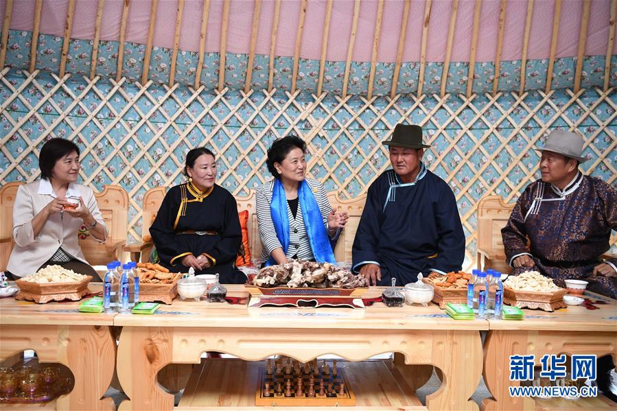 8月10日，中共中央政治局委員、國務(wù)院副總理、中央代表團(tuán)副團(tuán)長劉延?xùn)|率中央代表團(tuán)二分團(tuán)來到呼倫貝爾，把以習(xí)近平同志為核心的黨中央的親切關(guān)懷和全國人民的美好祝福帶給當(dāng)?shù)馗髯甯刹咳罕?。這是劉延?xùn)|在呼倫貝爾市陳巴爾虎旗與當(dāng)?shù)啬撩裼H切交談。新華社記者 連振 攝