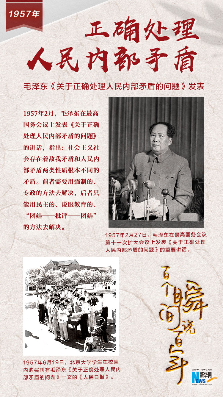 1957，正確處理人民內(nèi)部矛盾