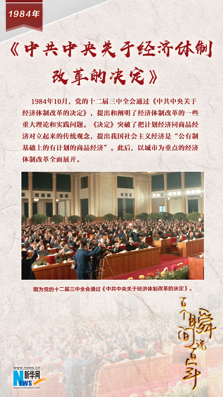 1984，《中共中央關(guān)于經(jīng)濟體制改革的決定》