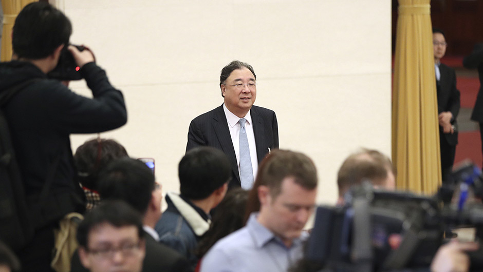 馬曉偉步入&ldquo;部長通道&rdquo;，準(zhǔn)備接受采訪