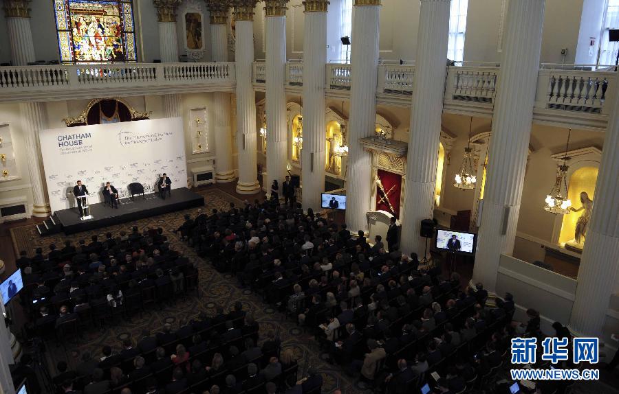 6月18日，國務院總理李克強在倫敦金融城市長官邸面向英國皇家國際問題研究所和國際戰(zhàn)略研究所兩大智庫發(fā)表題為《共建包容發(fā)展的美好世界》的演講。新華社記者 張鐸 攝