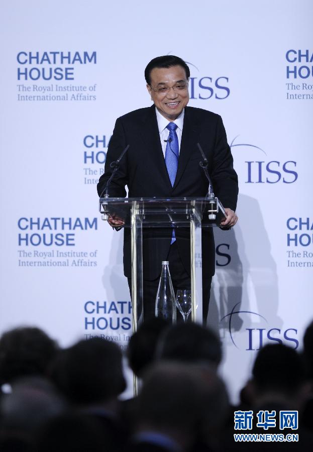 6月18日，國務院總理李克強在倫敦金融城市長官邸面向英國皇家國際問題研究所和國際戰(zhàn)略研究所兩大智庫發(fā)表題為《共建包容發(fā)展的美好世界》的演講。新華社記者 張鐸 攝 
