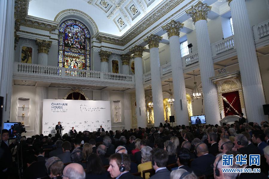 6月18日，國務院總理李克強在倫敦金融城市長官邸面向英國皇家國際問題研究所和國際戰(zhàn)略研究所兩大智庫發(fā)表題為《共建包容發(fā)展的美好世界》的演講。新華社記者 龐興雷 攝 