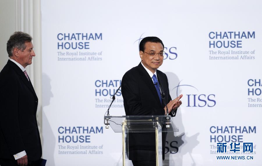 6月18日，國務院總理李克強在倫敦金融城市長官邸面向英國皇家國際問題研究所和國際戰(zhàn)略研究所兩大智庫發(fā)表題為《共建包容發(fā)展的美好世界》的演講。新華社記者 張鐸 攝