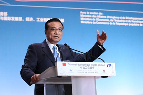 李克強(qiáng)總理2日在中法工商峰會(huì)演講時(shí)表示，中法建交50年來(lái)，兩國(guó)關(guān)系積累了寶貴經(jīng)驗(yàn)，未來(lái)50年的中法關(guān)系將更燦爛輝煌。中國(guó)政府網(wǎng)