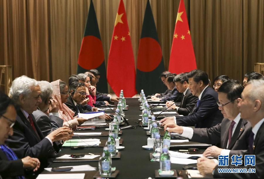 9月26日，國家主席習近平在紐約會見孟加拉國總理哈西娜。新華社記者蘭紅光攝 