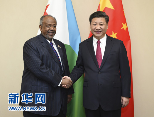 12月3日，國家主席習(xí)近平在約翰內(nèi)斯堡會見吉布提總統(tǒng)蓋萊。新華社記者 謝環(huán)馳 攝 

