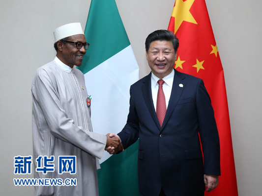 12月4日，國家主席習(xí)近平在約翰內(nèi)斯堡會見尼日利亞總統(tǒng)布哈里。 新華社記者 龐興雷 攝 
