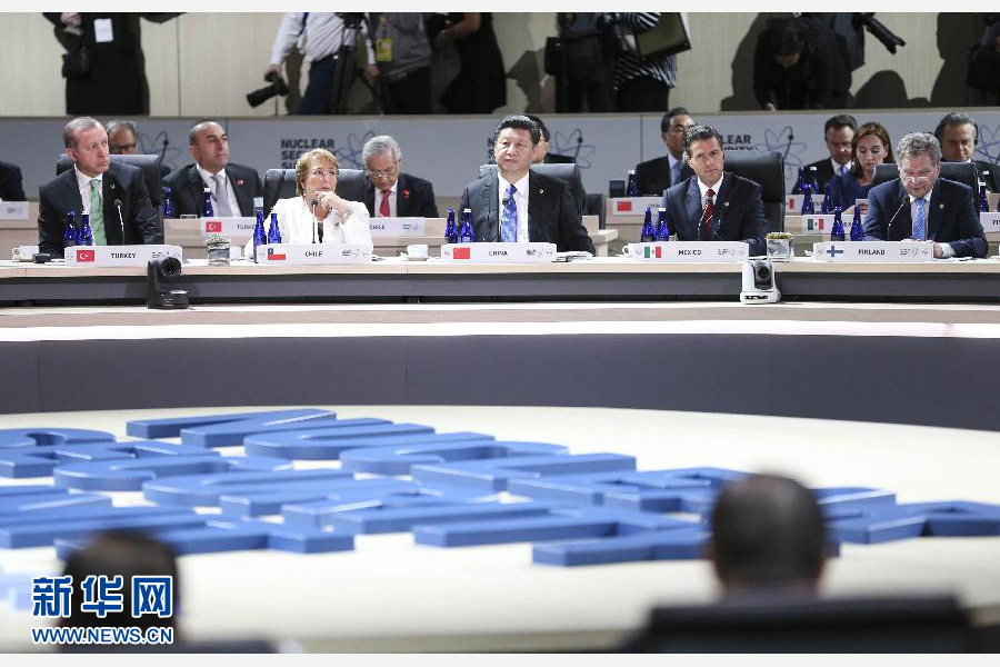 4月1日，第四屆核安全峰會(huì)在美國首都華盛頓舉行。國家主席習(xí)近平出席并發(fā)表題為《加強(qiáng)國際核安全體系，推進(jìn)全球核安全治理》的重要講話。新華社記者蘭紅光攝