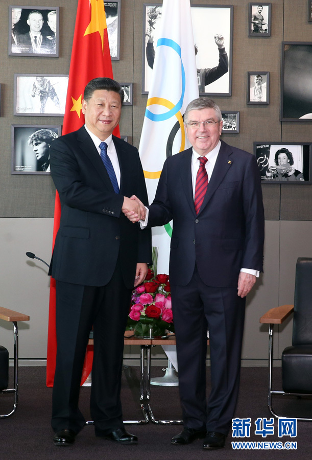1月18日，國(guó)家主席習(xí)近平在瑞士洛桑國(guó)際奧林匹克博物館會(huì)見(jiàn)國(guó)際奧林匹克委員會(huì)主席巴赫。 新華社記者 姚大偉 攝
