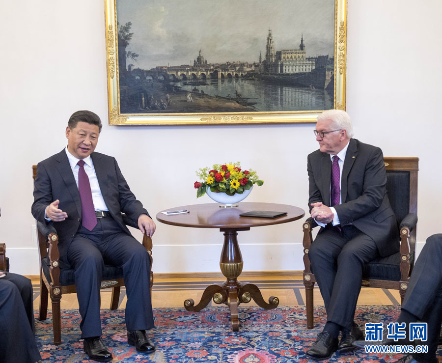 7月5日，國家主席習(xí)近平在柏林會見德國總統(tǒng)施泰因邁爾。 新華社記者李學(xué)仁 攝