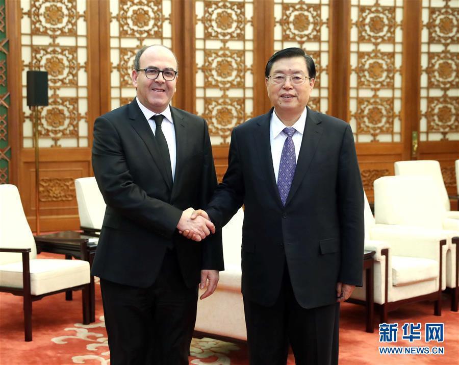 12月20日，全國(guó)人大常委會(huì)委員長(zhǎng)張德江在北京人民大會(huì)堂會(huì)見(jiàn)摩洛哥參議長(zhǎng)本希馬。新華社記者劉衛(wèi)兵攝